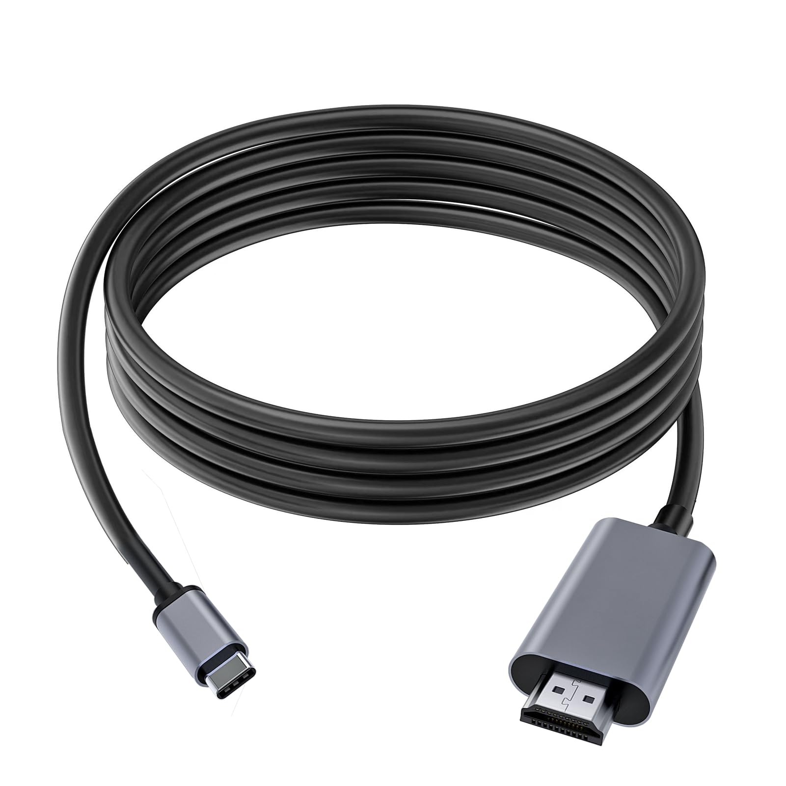 USB C to HDMI Cable, 4K Braided Type C to HDMI Cable 2M Thunderbolt 3/4 to HDMI Compatible with MacBook iPad Pro Air Samsung S23 S22 S21 S20 HUAWEI P50/P40 Surface Switch, for Home Office