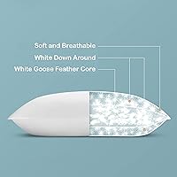 Vista 4 de Fabricado en Canadá Highland Feather Down Touch Pillow White Down Pillow 260TC 550 Loft Diseño único para apoyo adicional Superior para dormir