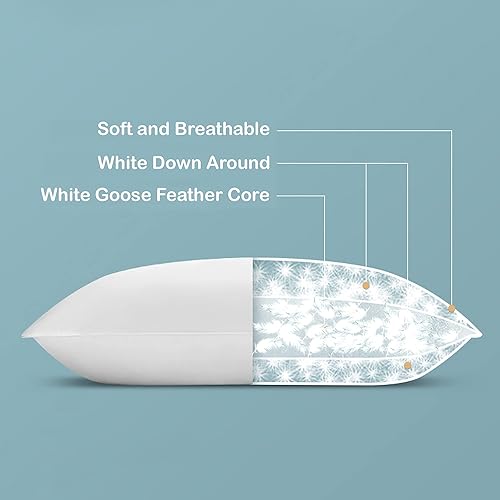 Miniatura 4 de Fabricado en Canadá Highland Feather Down Touch Pillow White Down Pillow 260TC 550 Loft Diseño único para apoyo adicional Superior para dormir