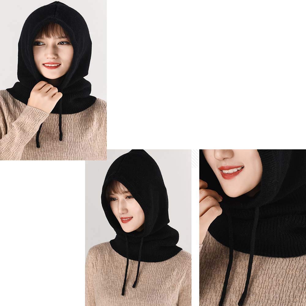 Yekeyi Cagoule d'hiver tricotée en cachemire - Masque de ski - Bonnet d'extérieur pour femme