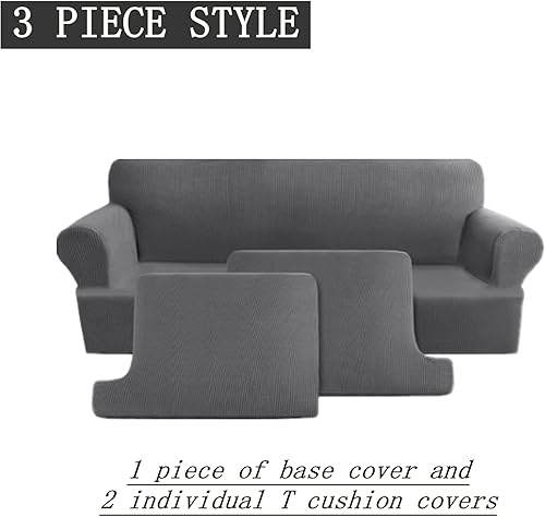 Miniatura 4 de Fundas para sofá con cojines en forma de T, funda gruesa para sofá de 3 piezas, protector de muebles, fundas elásticas para sofá con cojines en