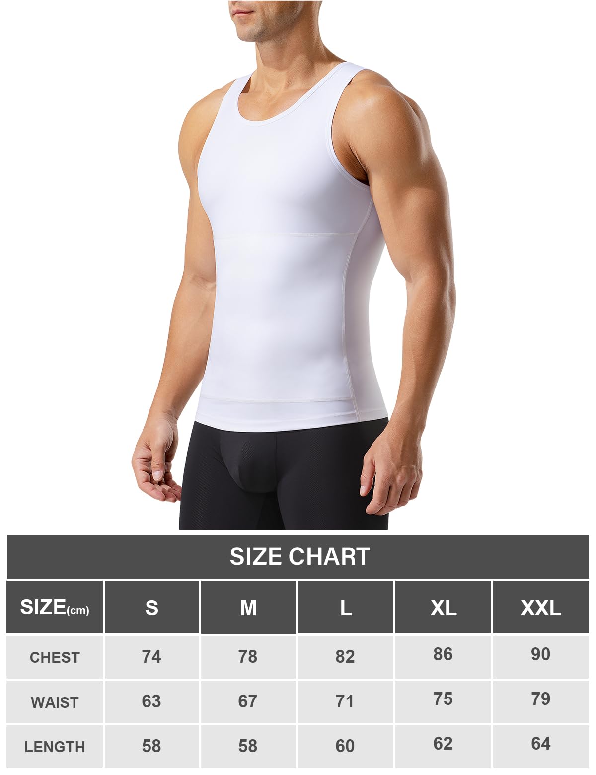 Męski podkoszulek kompresyjny z płaskim brzuchem - Body Shaper wyszczuplająca bielizna bez rękawów - koszulka modelująca