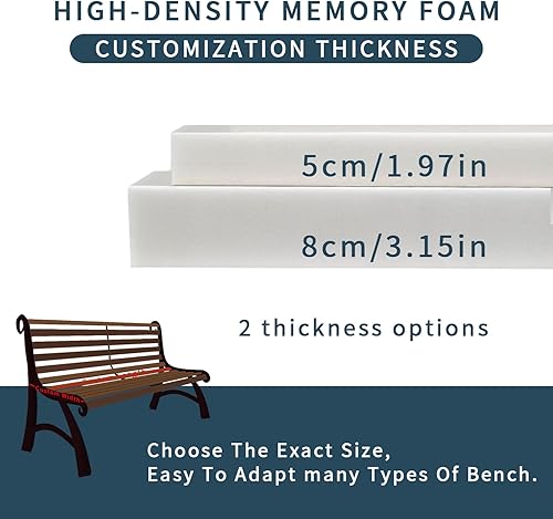 Miniatura 5 de Lsjoaw Cojín de banco de 42 x 18 x 3 pulgadas, cojines de asiento para muebles de patio al aire libre, para interiores, ventana panorámica,