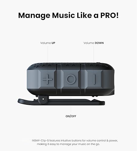 Miniatura 7 de INSMY Altavoces Bluetooth portátiles, impermeabilidad IP67, altavoz personal pequeño portátil con clip, sonido limpio, par estéreo, inalámbrico,