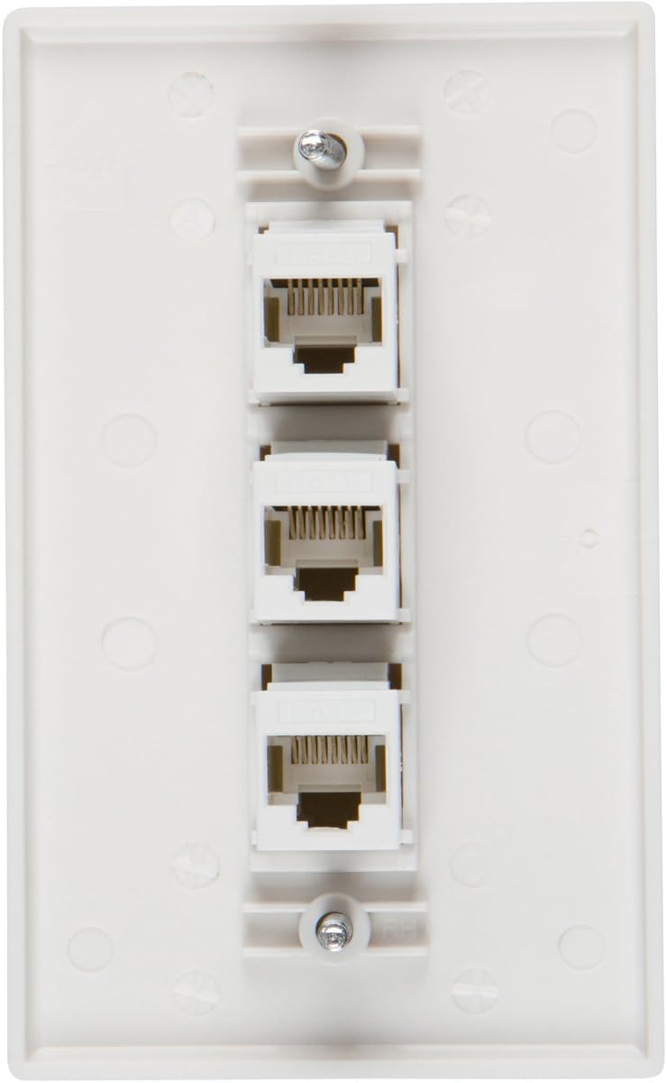 Hottest Sale Buyer's Point 3 Port Cat6 Wall Plate, Female-Female White with Single Gang Low Voltage Mounting Bracket Device (2, 3 Port)