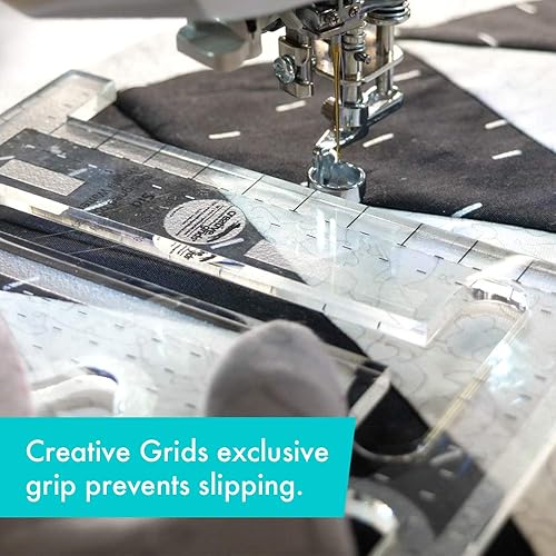 Miniatura 2 de Creative Grids Herramienta de acolchado a máquina – Sid – CGRQTA9 – Fabricado en Estados Unidos, regla de plantilla acrílica antideslizante para