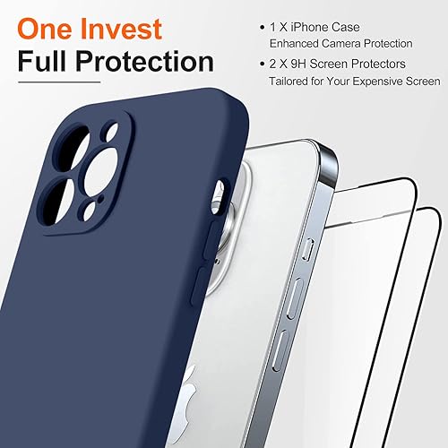 Miniatura 7 de TISOOG Funda compatible con iPhone 14 Pro Max, con 2 protectores de pantalla de vidrio templado 9H, protección de cámara forro de microfibra Funda