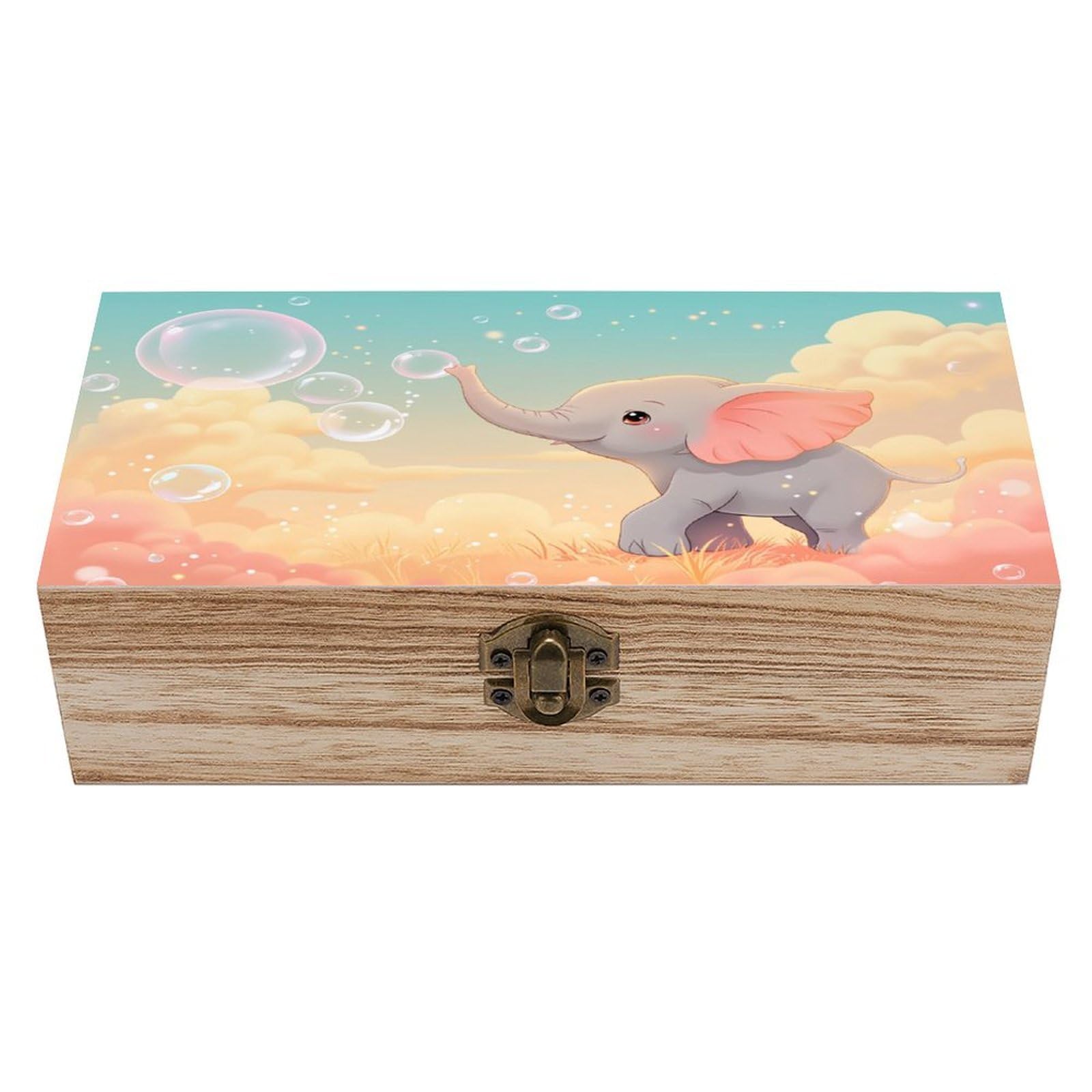 asbwuo Bubble Elephant Vintage Wooden Keepsake Box