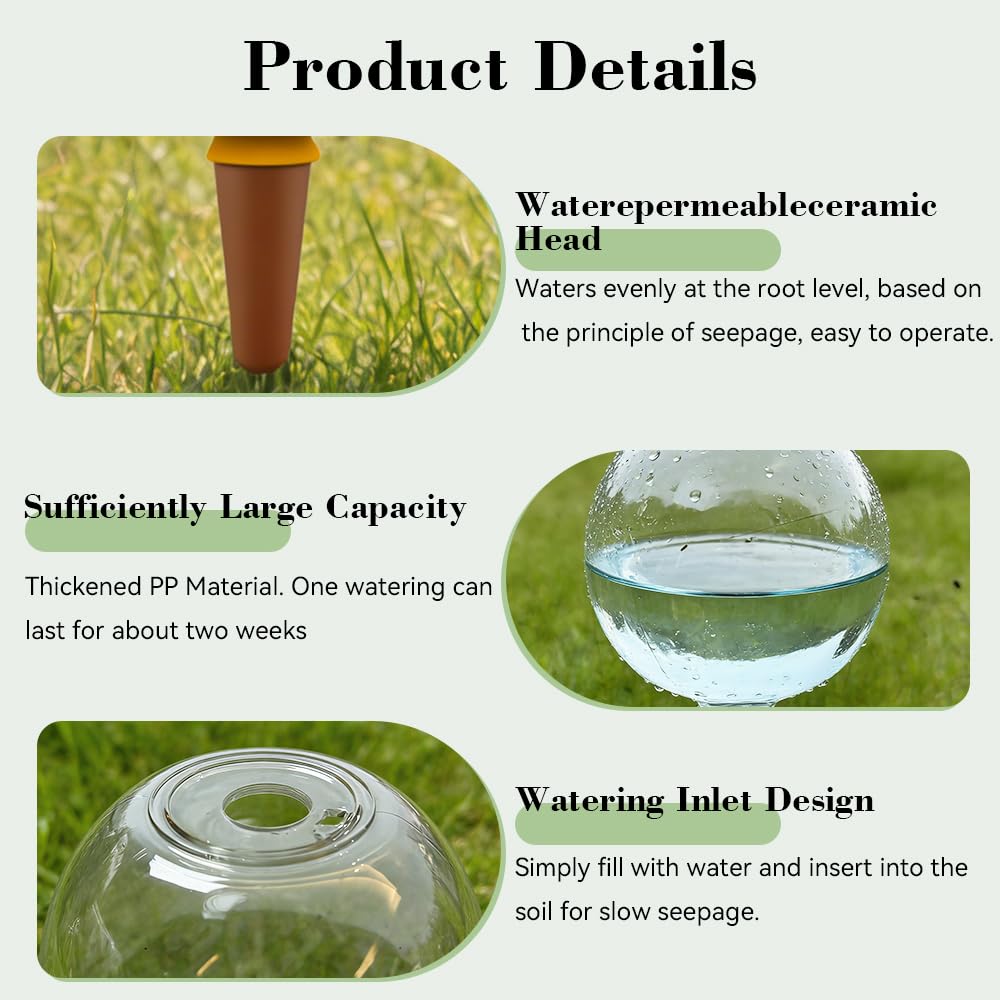 Lot de 4 Boules D'Irrigation pour Plant, 500ML Riego Automático para Plantas, Bolas de Agua para Plantas, Flores y Jardín, Ideales para Vacaciones, Polipropileno, Cono de Arcilla Transpirable