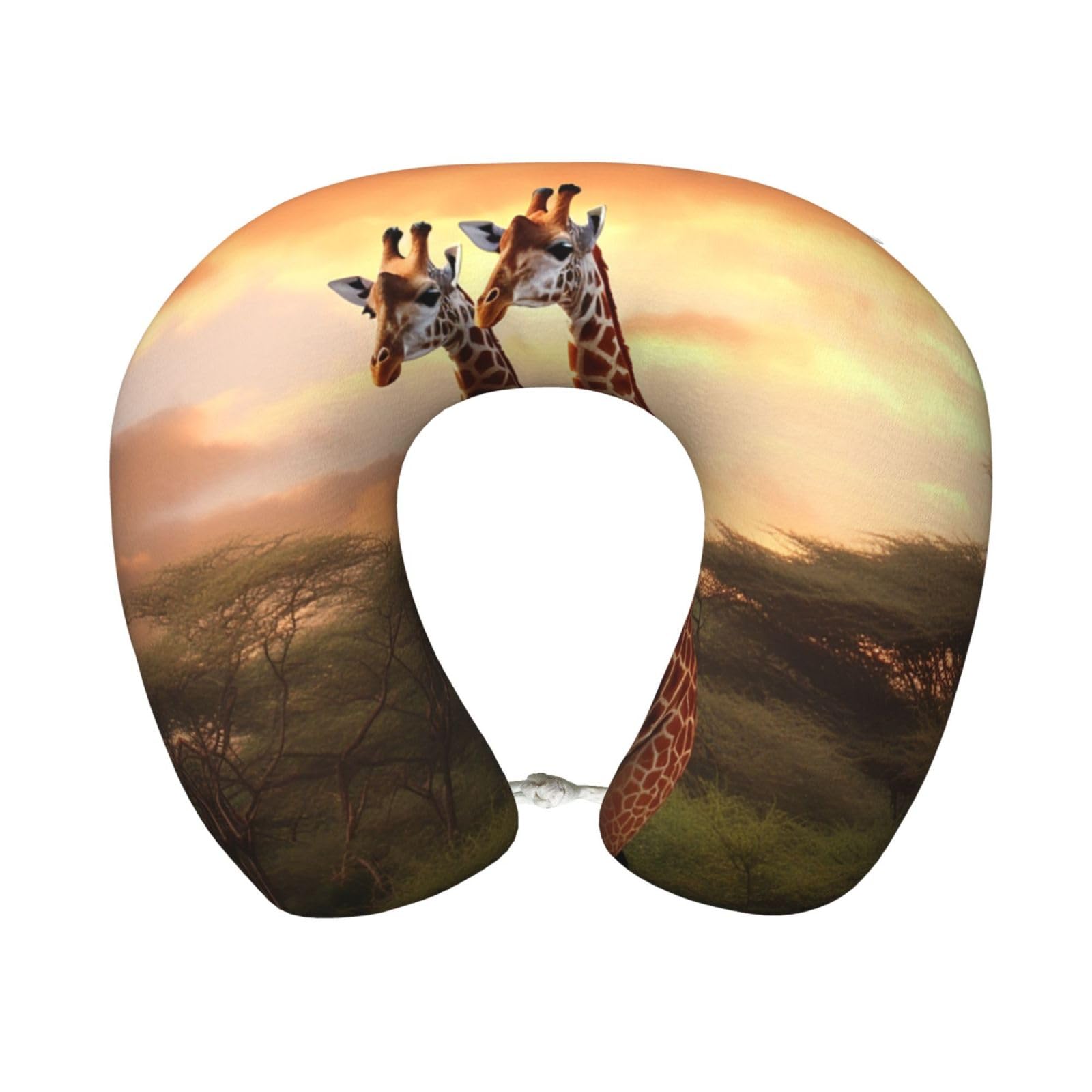 peiyeety Couple Giraffe Travel Pillow Memory Foam - Comfortable U Shape Neck Pillows for Sleeping, Neck and Head Support Portable Airplane Pillow Adjustable Flight Pillow, Washable Cover