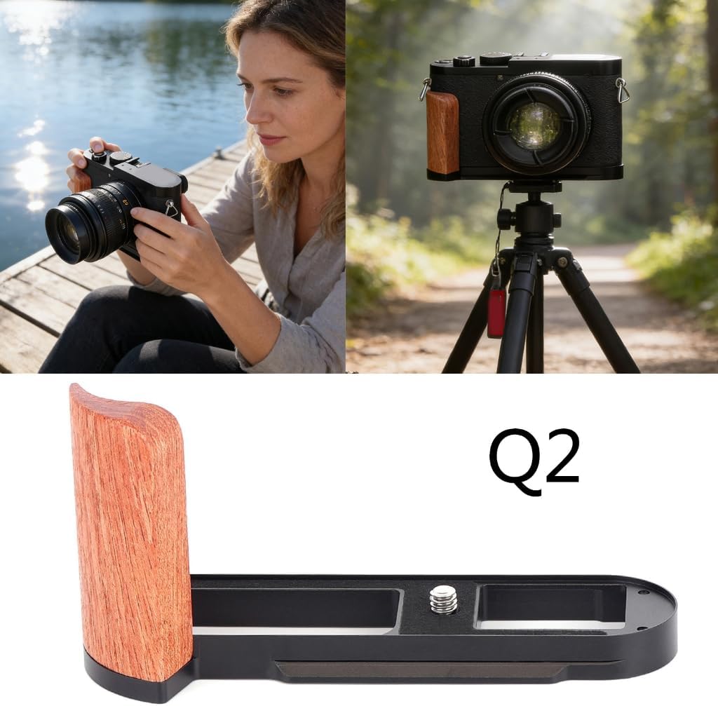 ARCA Standard Camera Grip for Q2 Handle Wooden Handle Hand Grip Quick Battery Access Protective Aluminum Base