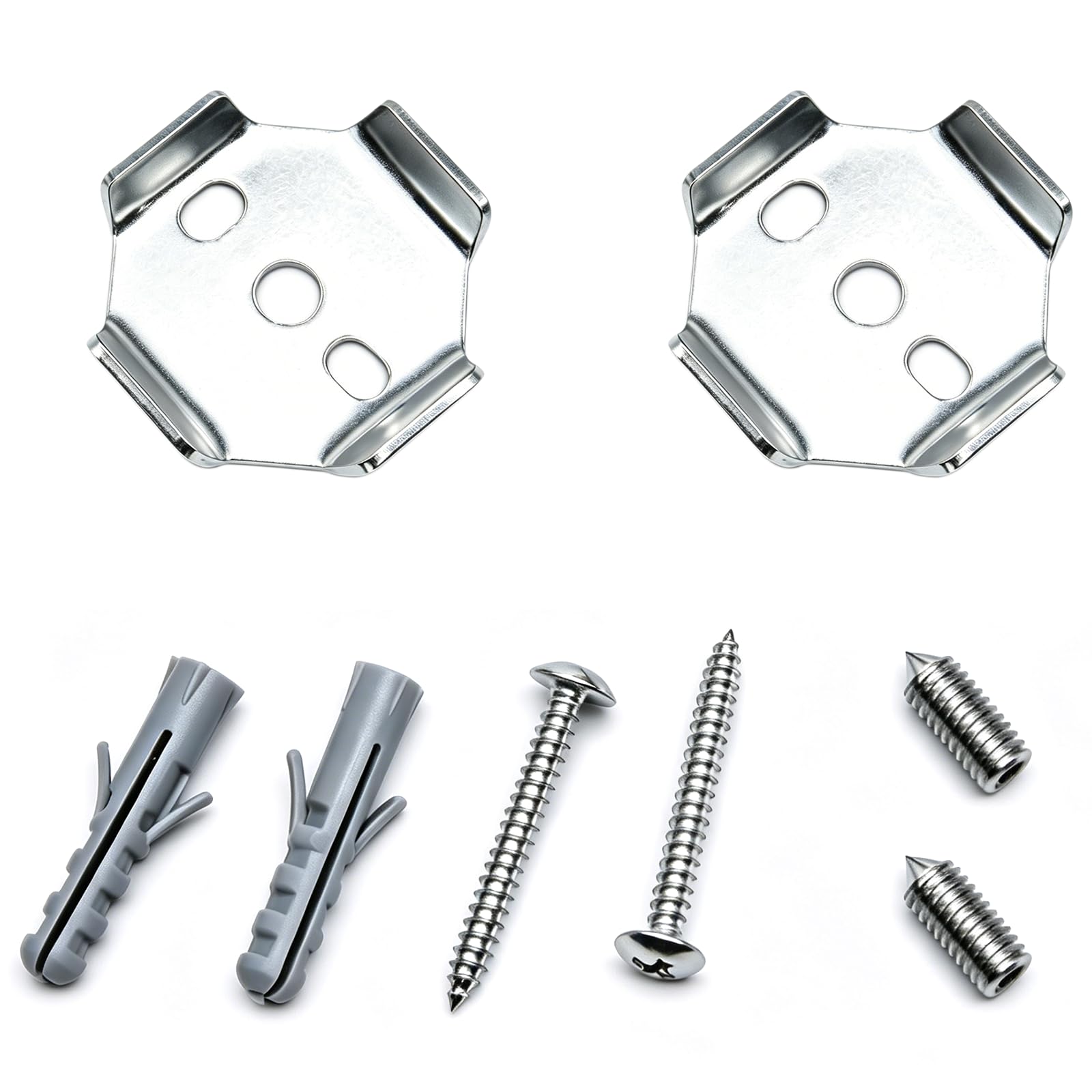 LBTODH 2 PCS Towel Bar Bracket Mounting Hardware Silver Square Towel Bar Base Mounting Accessories with Screws and in-Wall Expansion Bolt (38 × 38 mm)