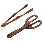 CALANDIS Wooden Baking Tong BBQ Food Serving Tong Toast Tong Scissors Tongs