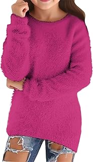 2025 Fall Essential: Lightweight & Cozy Girls' Fuzzy Long Sleeve Jumper Pullover