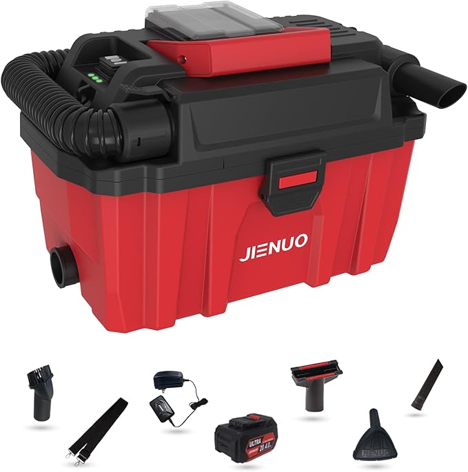 JIENUO Cordless Wet Dry Vacuum, Cordless Shop Vac 20V 2.5 Gallon, Brushless