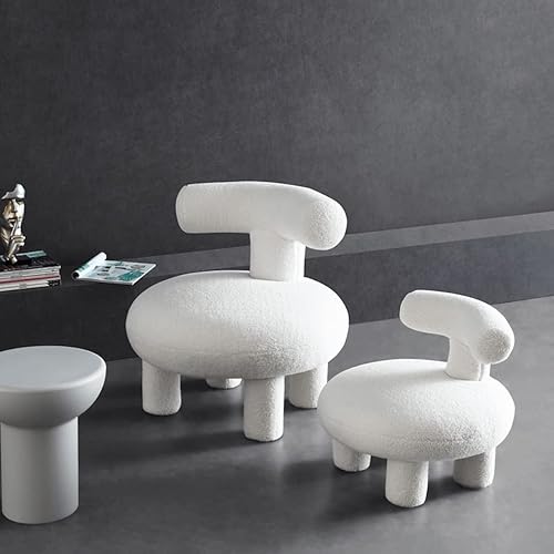 Miniatura 3 de CYYTLFSD Moderno puf otomano Boucle, taburete pequeño tapizado con pie copetudo, marco de madera, acogedor reposapiés lateral sin brazos para sala