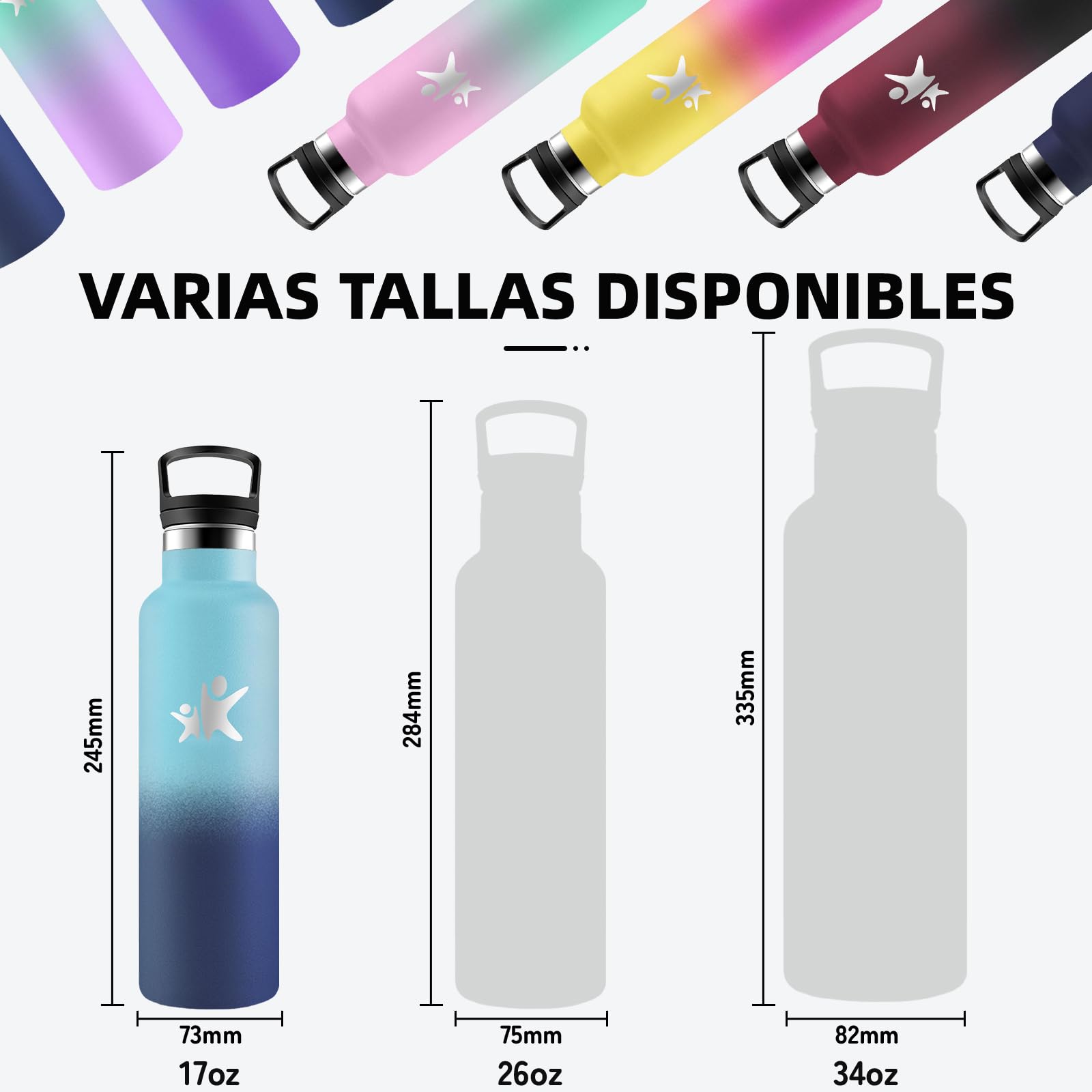 Borraccia Termica - 500ml - Borraccia, Senza BPA, Borracia con Cannuccia, Senza Perdite, Borracce Termiche, Doble Aislamiento, Bottiglia Termica per Scuole, Campeggio, Uffici, Palestra