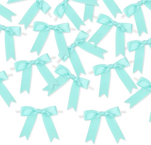 Miniatura 3 de 50 lazos de satén de 3 pulgadas, lazos preatados para manualidades, bolsas de golosinas, cesta de envoltura de regalos, boda, baby shower,