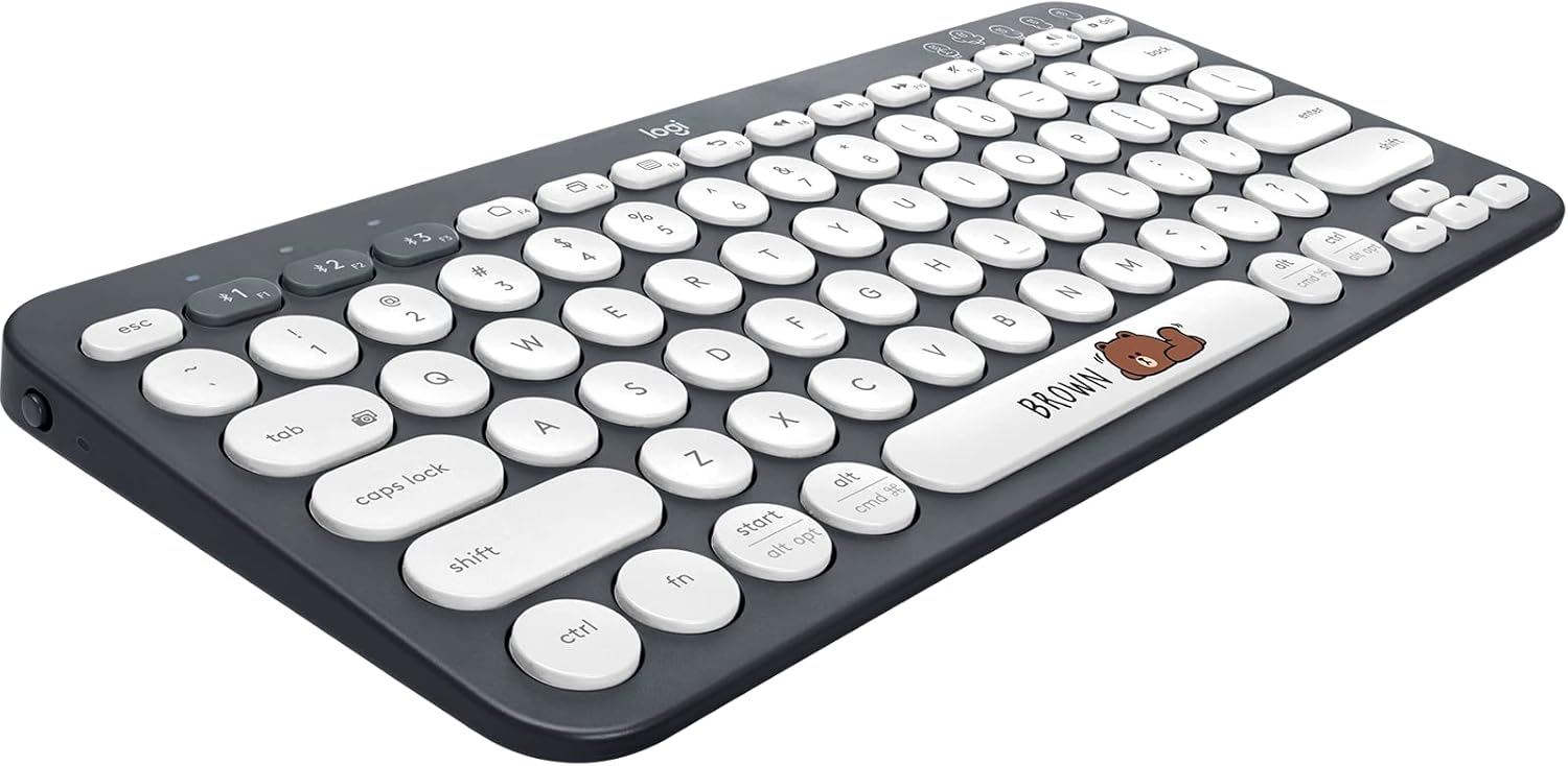 Logitech K380 Line-Friends Brown Multi-Device Bluetooth Wireless Keyboard with Easy-Switch for up to 3 Devices, Slim, 2 Year Battery – PC, Laptop, Windows, Mac, Chrome OS, Android, iPad OS, Apple TV