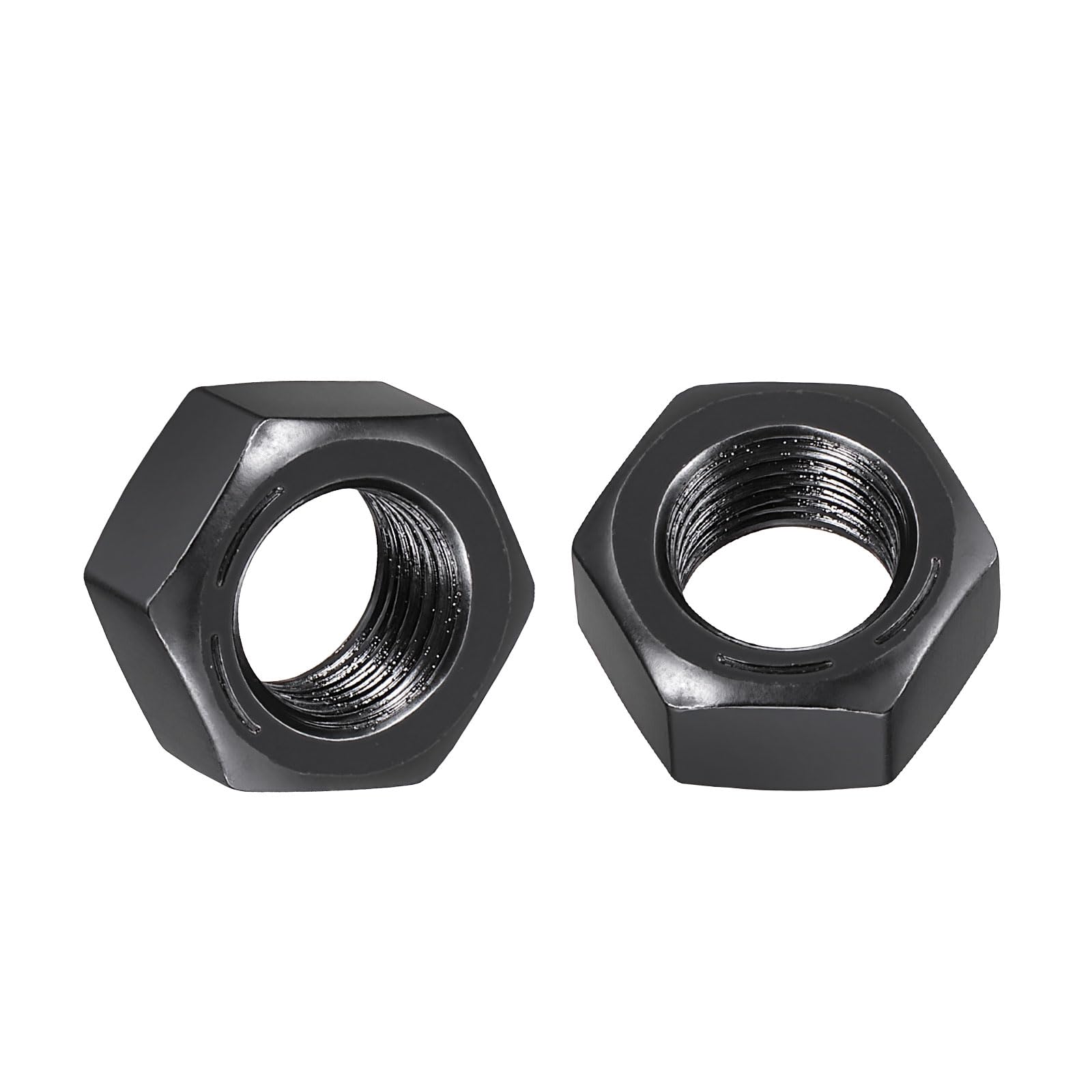 Kozelo 5pcs Hex Nuts - [7/16"-20] Carbon Steel (Grade 8) Hardware Standard Inch Fine Thread Metal Nuts for Heavy Structural Machinery Fastening, Black Oxide Finish, Black