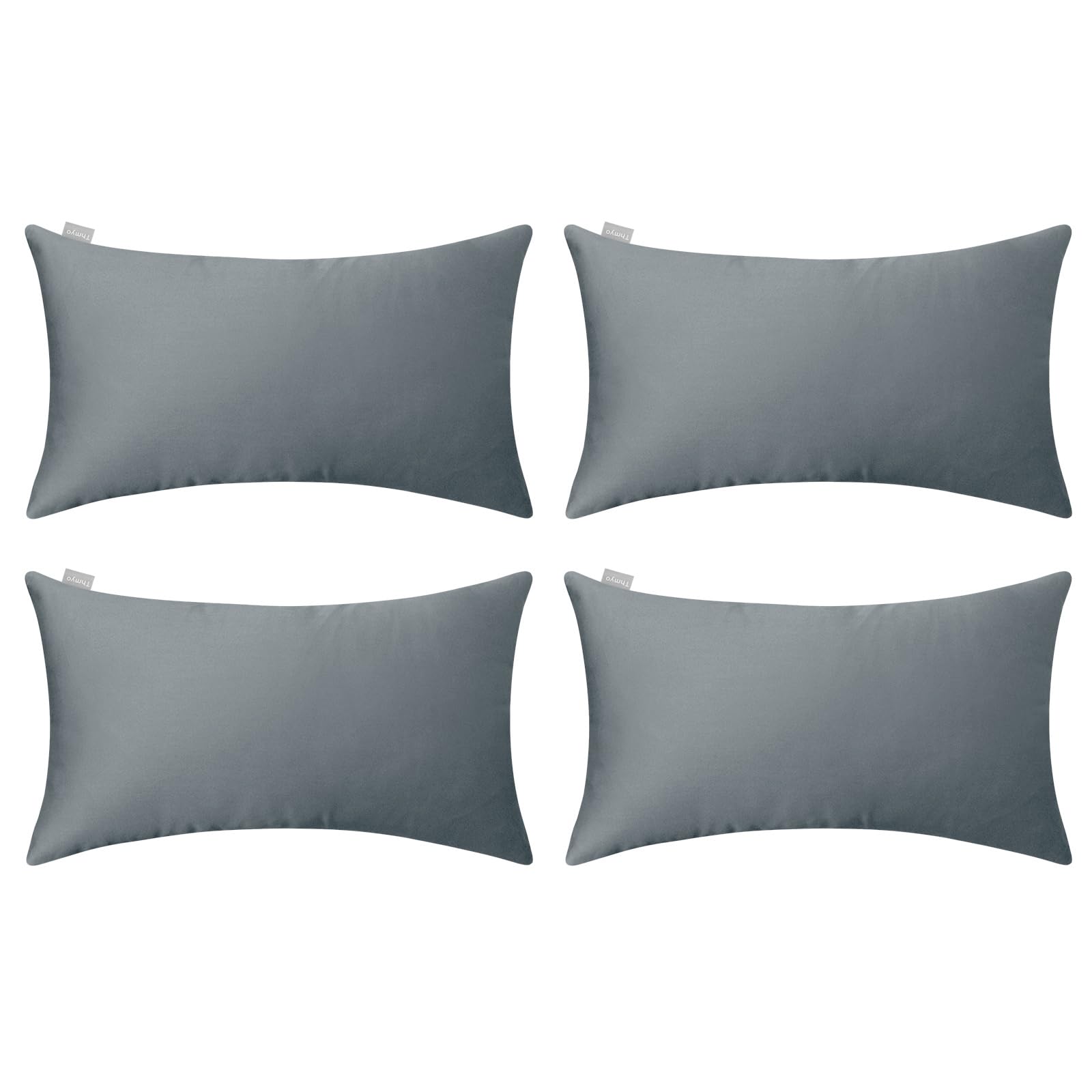 4 Pack Pillow cover,Cotton Comfortable Solid Decorative Throw Pillow Case Rectangle Cushion Cover Pillowcase For Lumbar (Cover Only,No Insert) (12x20inch/30x50cm, Dark Grey)