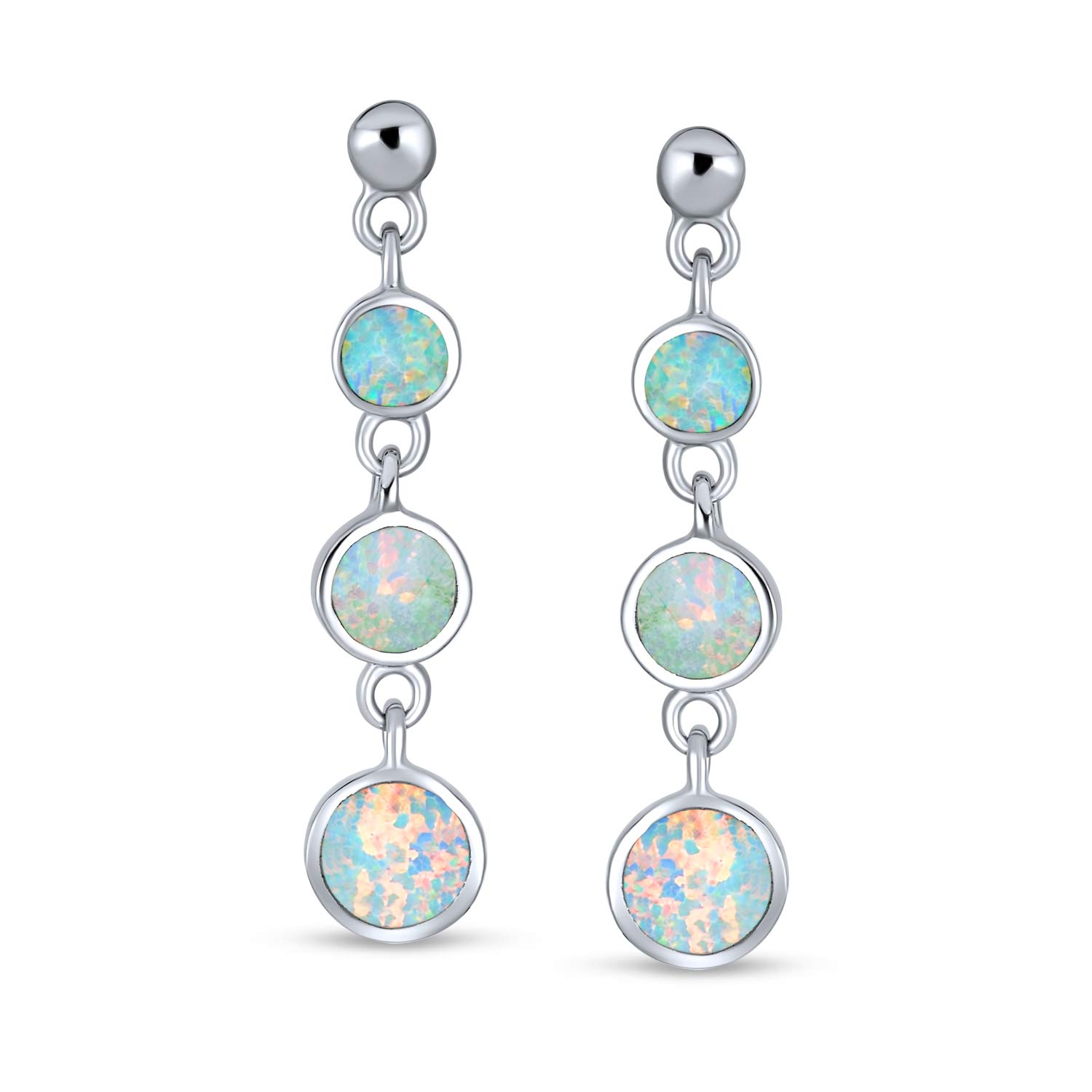 Gemma Geometrica Doppio Filo O Tre Lunetta Disco Rotondo Lineare Rosa Bianco Blu Arancio Fuoco Cerchio Opale Pendenti Goccia Per Donne Placcato Oro 14K .925 Argento