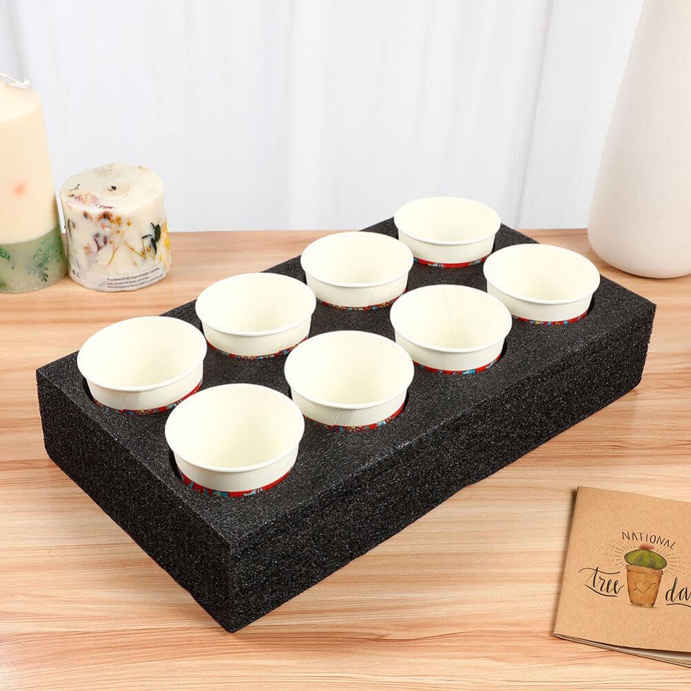 ABOOFAN 4pcs Disposable Foam Takeout Cup Holders 8 Holes Cup Drink Carrier Takeout Cup Tray Food Drink Holder for Cold Hot Drinks Black