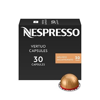 Nespresso Capsules Vertuo, Melozio Decaffeinato, Medium Roast Espresso, 30-Count Coffee Pods, Brews 7.8 oz.
