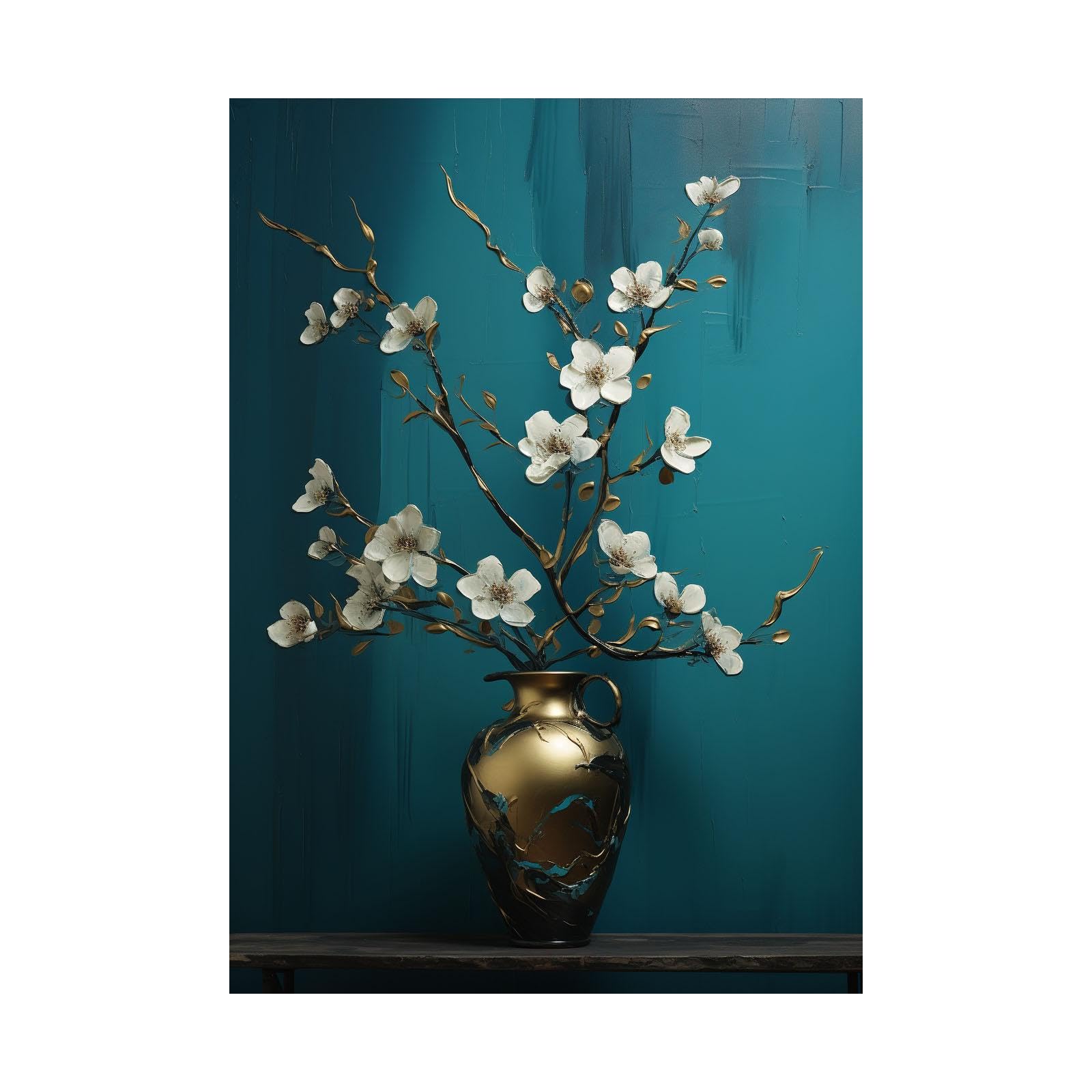 Toile composition florale 70x100cm pour decoration murale salon