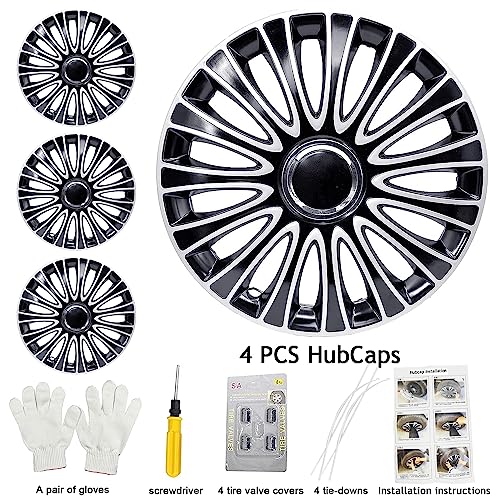 Prijesse Auto Hubcap Set, R16 Hubcap Wheel Cover Replacement, 16 Inch Snap On Wheel Cover Kit, Universal Wheel Rim Cover Fits Toyota Vw Chevy Chevrolet Honda Mazda Dodge Ford... (Set Of 4) #TOP3