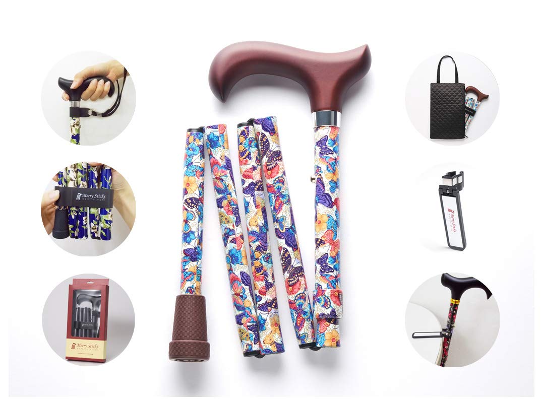 Merry Sticks Foldable Adjustable Designer Walking Stick, Folding Stick Includes A Practical Stick Pocket And An Intelligent Reflective Stick Holder 3 - View #3