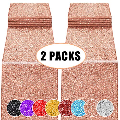 2 Pack 12 x 108 inches Sequin Table Runner for Birthday Wedding Bridal