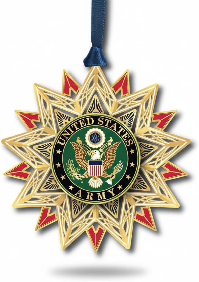 Beacon Design ChemArt 3" Vibrant Brass U.S. Army Star Decorative Hanging Ornament