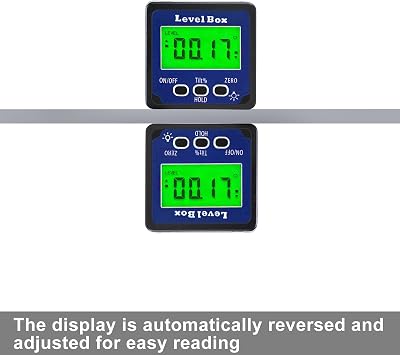 Digital Inclinometer Angle Finder Gauge, IP54 Digital Electronic Protractor Bevel Gauge, Inclinometer Angle Cube Level Box with LCD screen for Woodworking, Table Saw and etc (Blue)