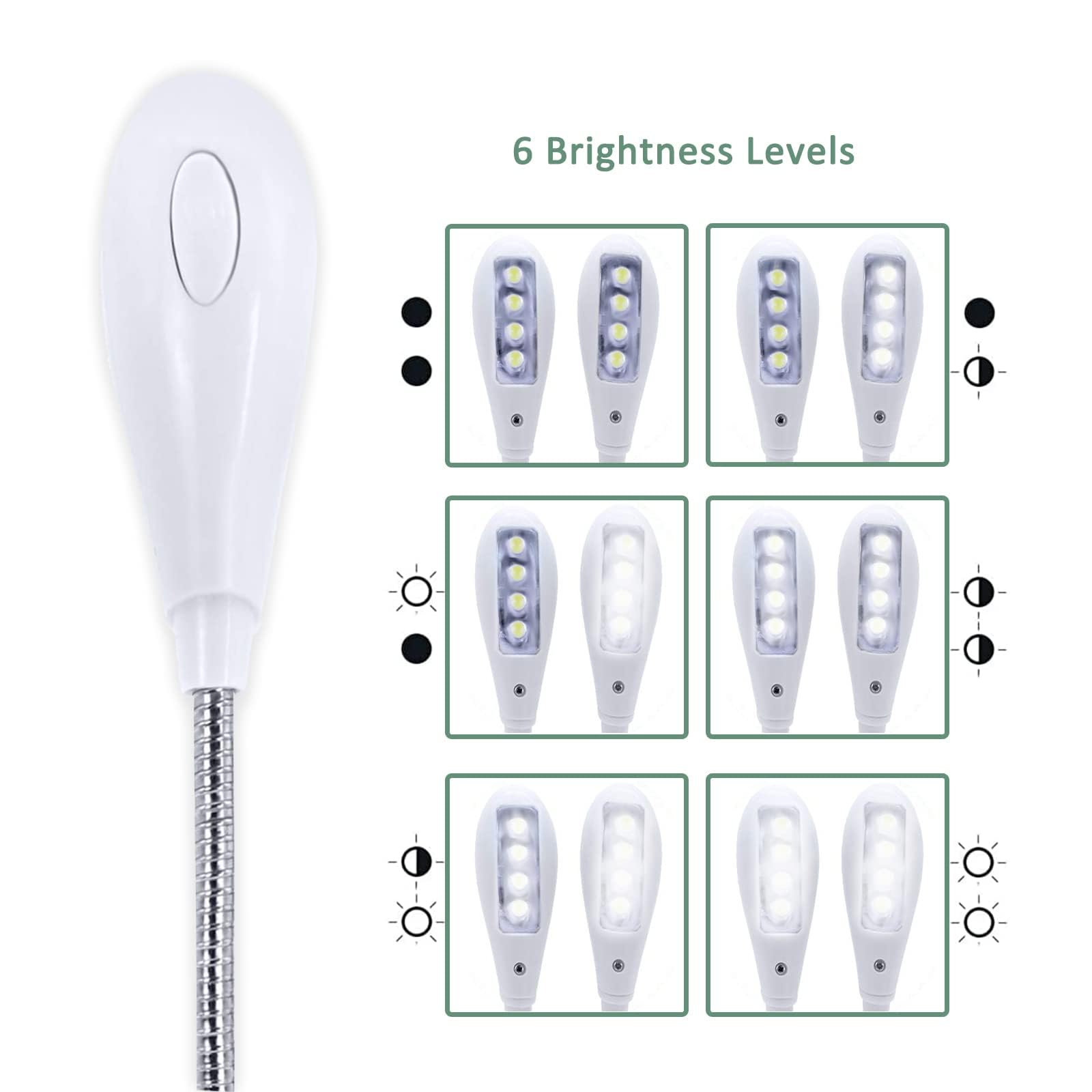 Lampada Da Lettura A Clip LED - Doppia Testa, Alimentazione USB/Batterie, Regolabile Per Libri E Leggii - Foto 2