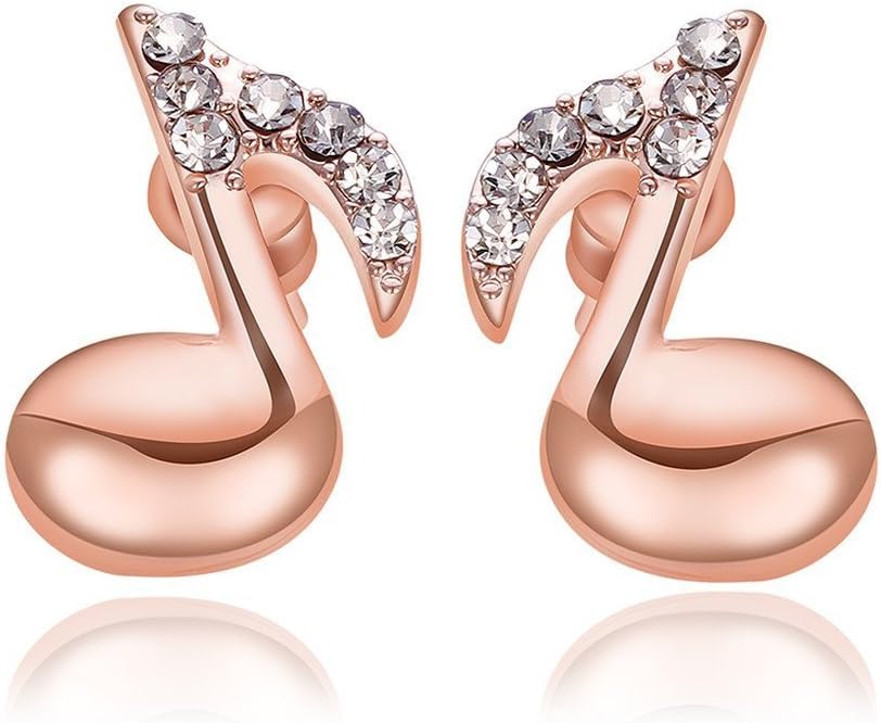 music notes earrings golden rose stud music notes earrings by Sela