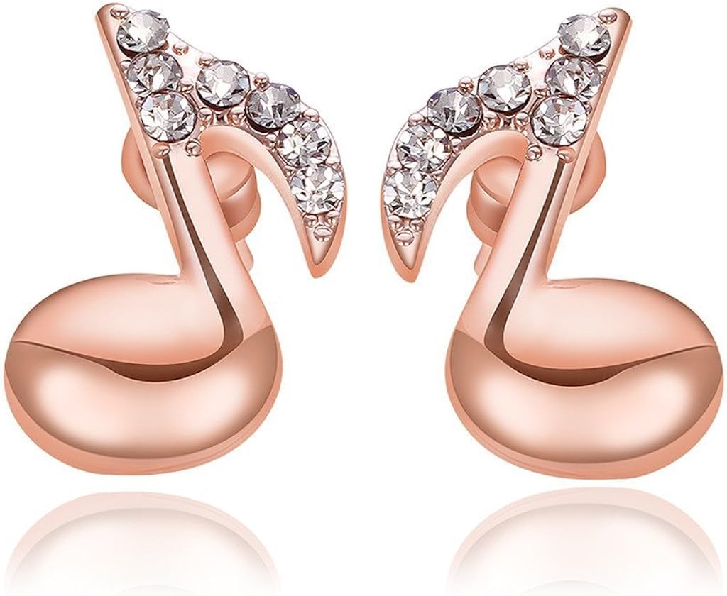 Acxico Stainless Steel Women Fashion Music Note Stud Earrings