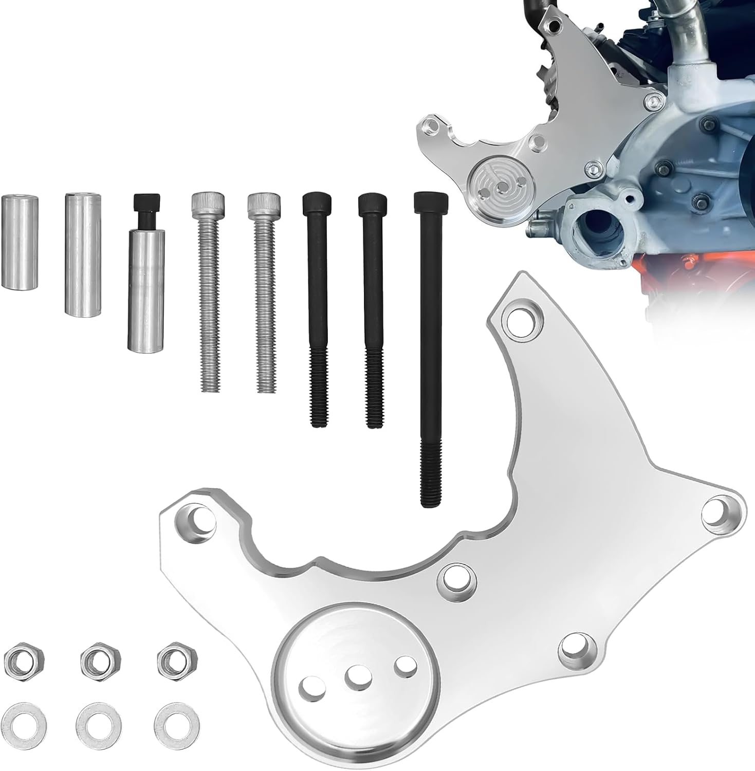 R4 AC Compressor Bracket, LS High Mount A/C Bracket Fit for LS1 LS2 LS3 LS6 Truck/SUV Vortec Engines, for Chevy GM Factory Compressor 1988-1995, Aluminum