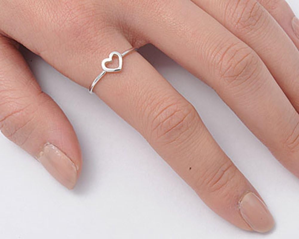 Women's Heart Simple Promise Ring New .925 Sterling Silver Band Sizes 1-10