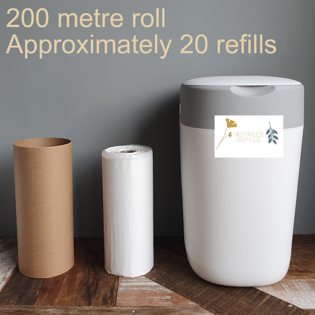 Nappy bin liners for tommee tippee nappy bins, disposable bin bags for nappies (Original Version, 200m)
