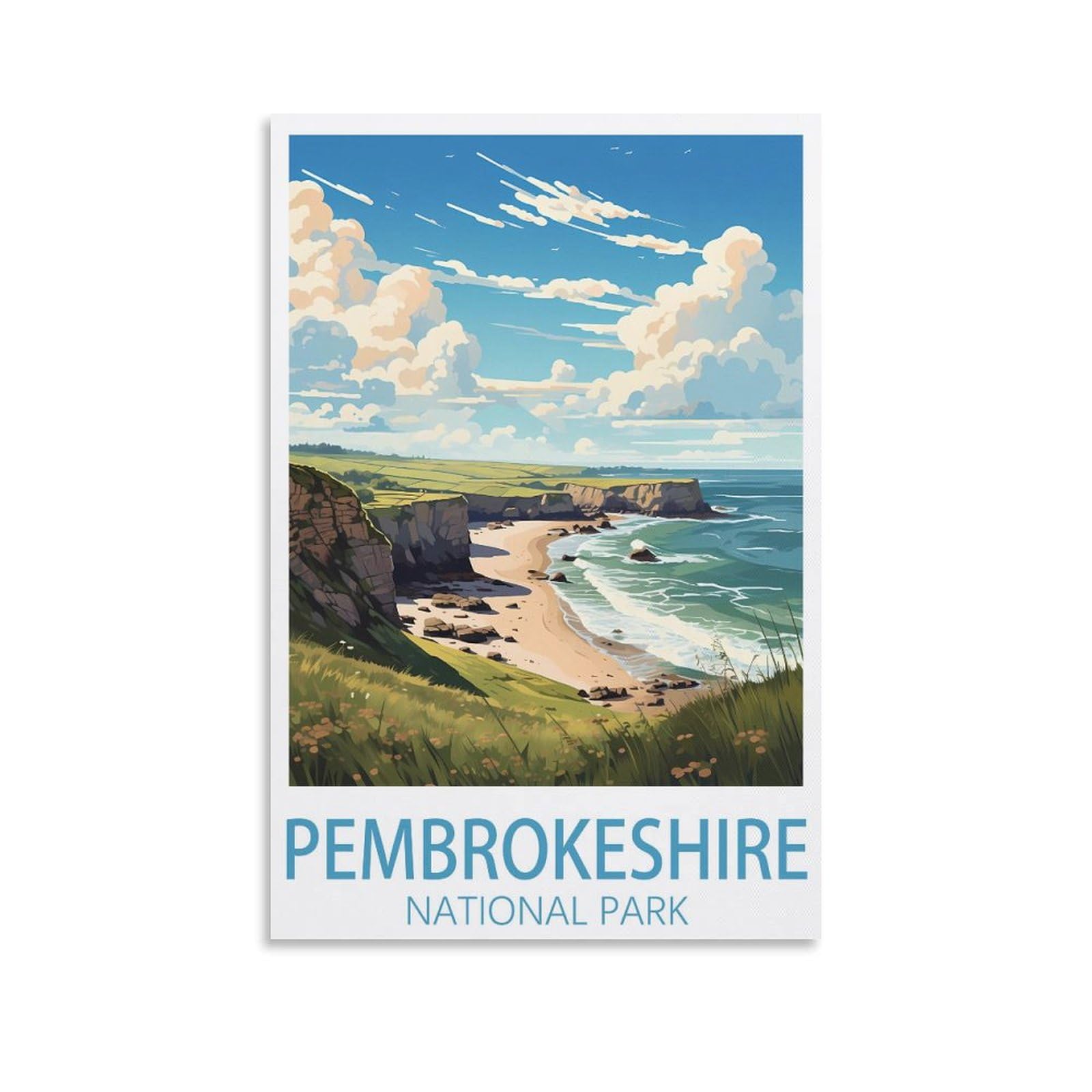 EZMLFA Diamond Painting Kits for Adults,Pembrokeshire Coast National Park 5D Diamond Painting Kit for Adults Beginners, DIY Full Round Drill Gem Art Kits for Home 50x60cm