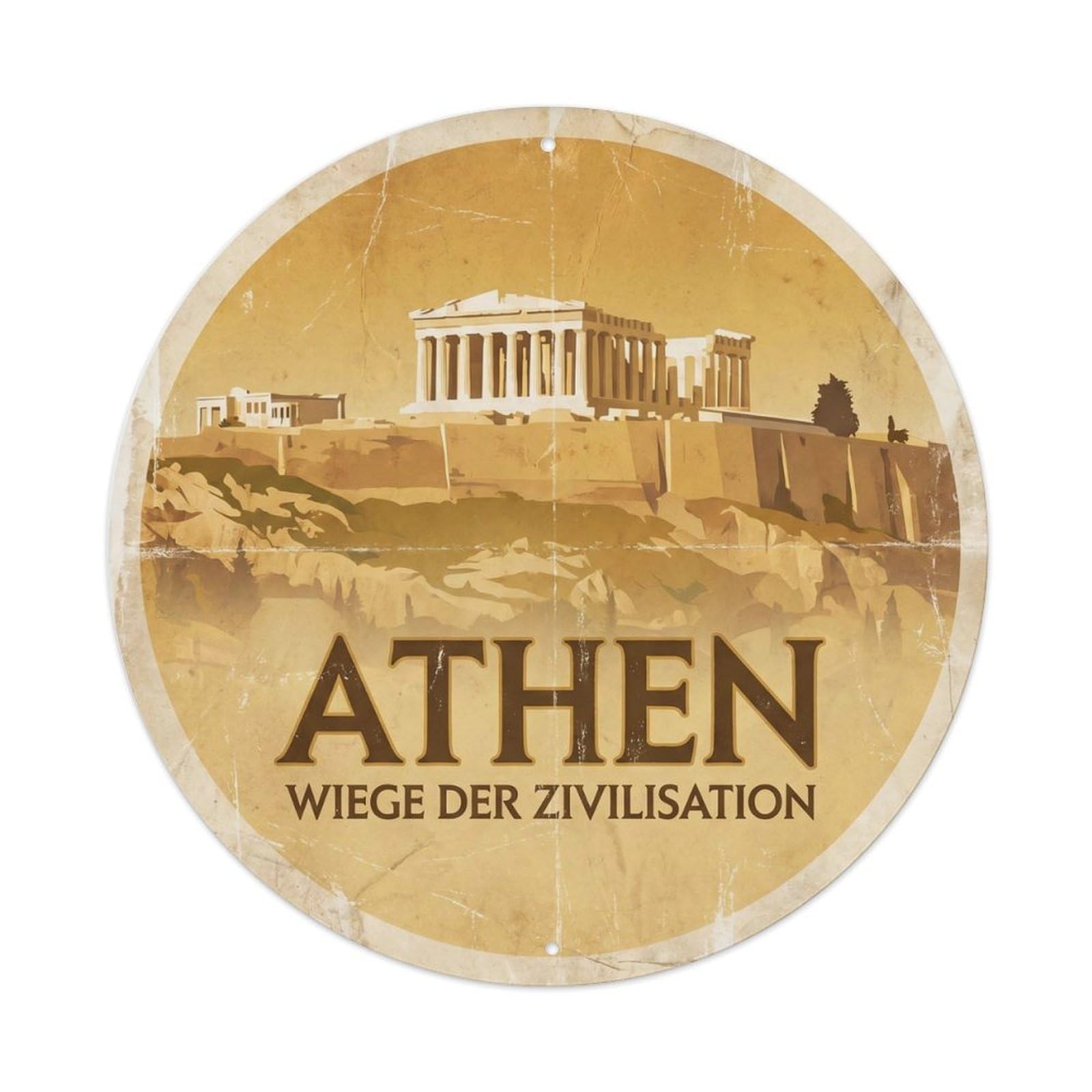 Fqnyr Style Vintage Travel Acropolis Athens Heritage Metal Tin Sign