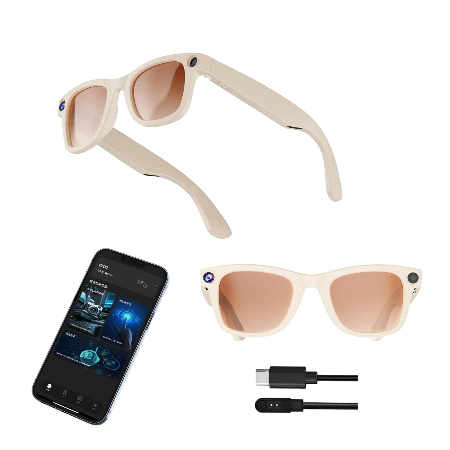 7 in 1 Smart Glasses with Camera 8MP 32GB AI Smart Glasses 1080P Video Glasses with Bluetooth Chat
