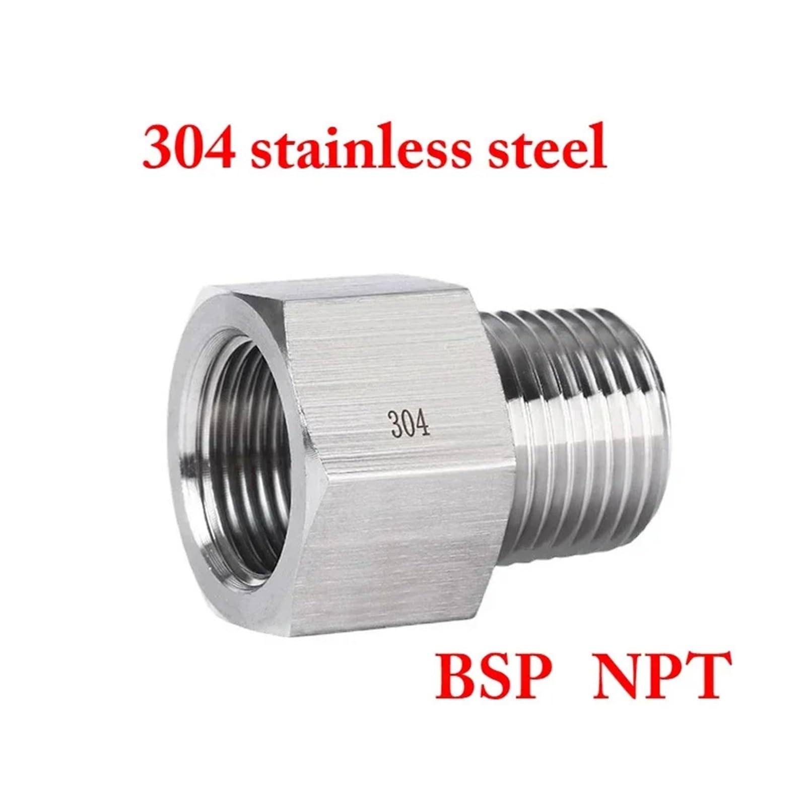 Złączka konwersyjna ze stali nierdzewnej 1/8" 1/4" 3/8" 1/2" z gwintem wewnętrznym na męskim, złączka sześciokątna ze stali nierdzewnej (gwint żeński 1l4 BSPP, gwint męski 1l4 NPT)
