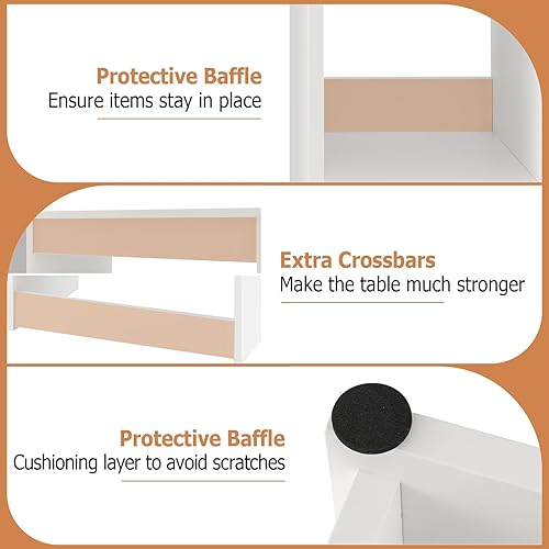 Miniatura 4 de Giantex Escritorio pequeño blanco para dormitorio, escritorio de computadora de oficina en casa de 31.5 pulgadas con estantes, escritorio de estudio