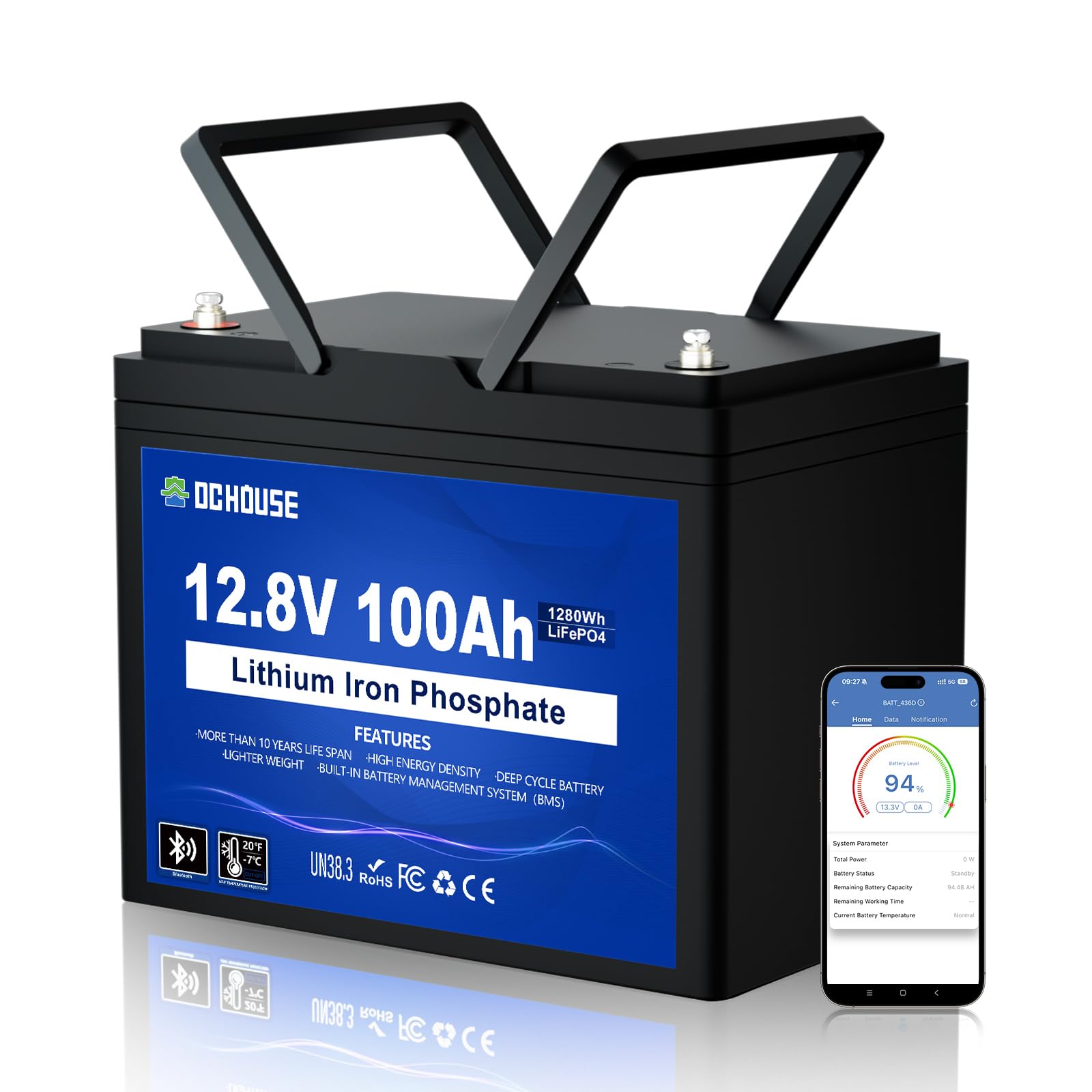 DC HOUSE 12V 100Ah LiFePO4 Trolling Motor Lithium Battery