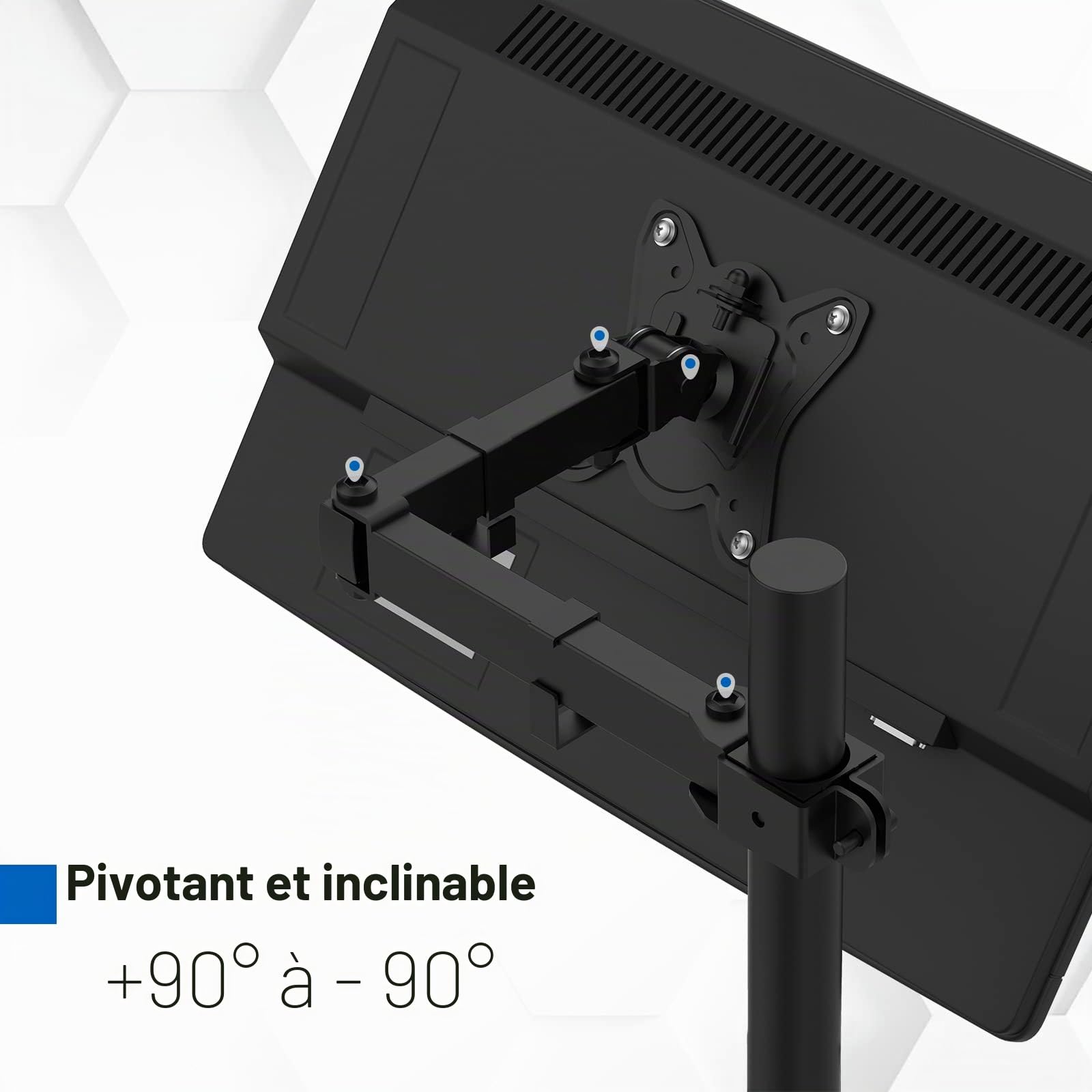 Bras Ecran PC VESA 75x75-100x100 mm GRIFEMA GB2001-1 Rotation 360° Inclinaison ±90° Réglable Hauteur 10 kg Noir