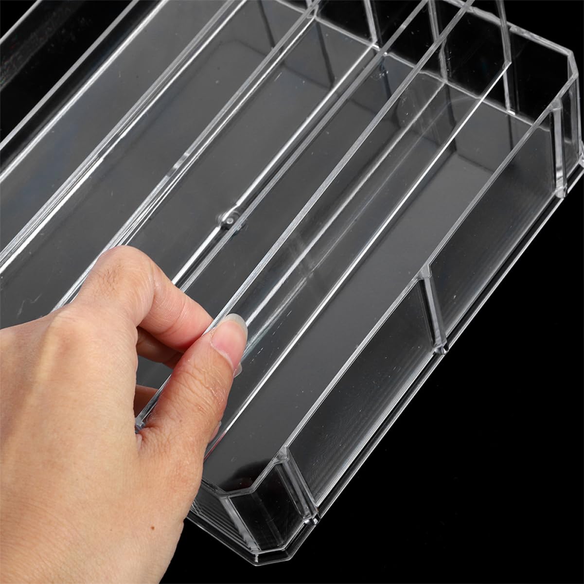 Boîtes de Rangement Organisateur de Billets avec Compartiments Multiples en Acrylique Transparent Lot de 2 Facile à Nettoyer, pour Bureau et Comptoir