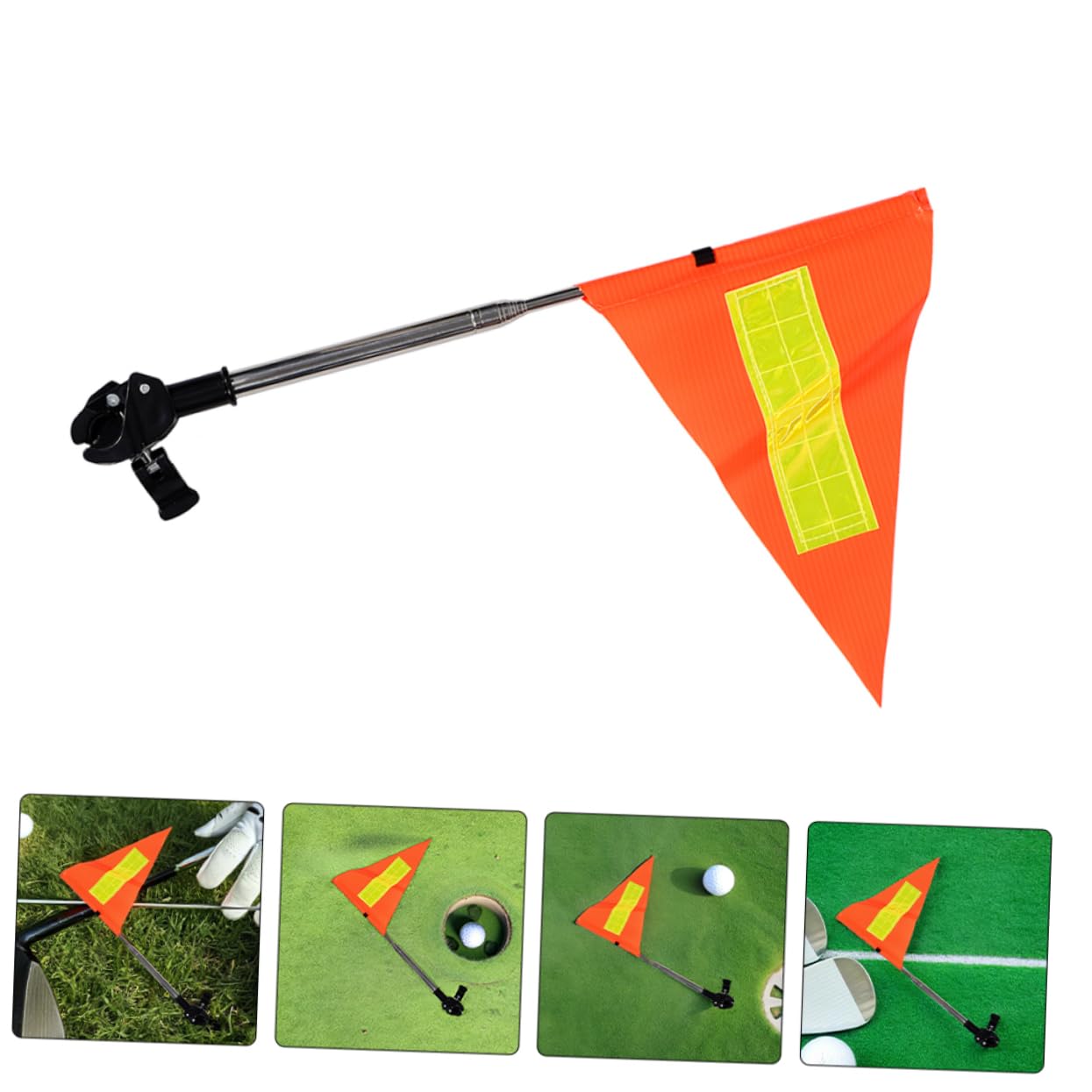 Mikikit Bandera de Seguridad para Carrito de Golf 1, 2m Naranja Reflectante | Poste Telescópico Ajustable, 2 Unidades, Acero Inoxidable y Pvc, Uso Exterior en Campos y Movilidad
