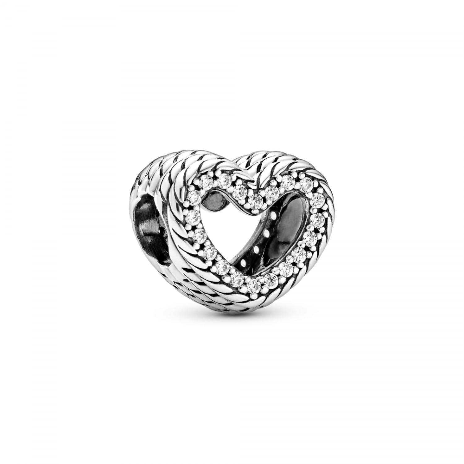 Corazón abierto en cadena de serpiente con circonitas para regalar 2